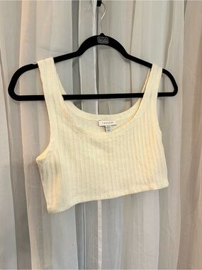 Topshop Cream Knit Ribbed Crop Tank